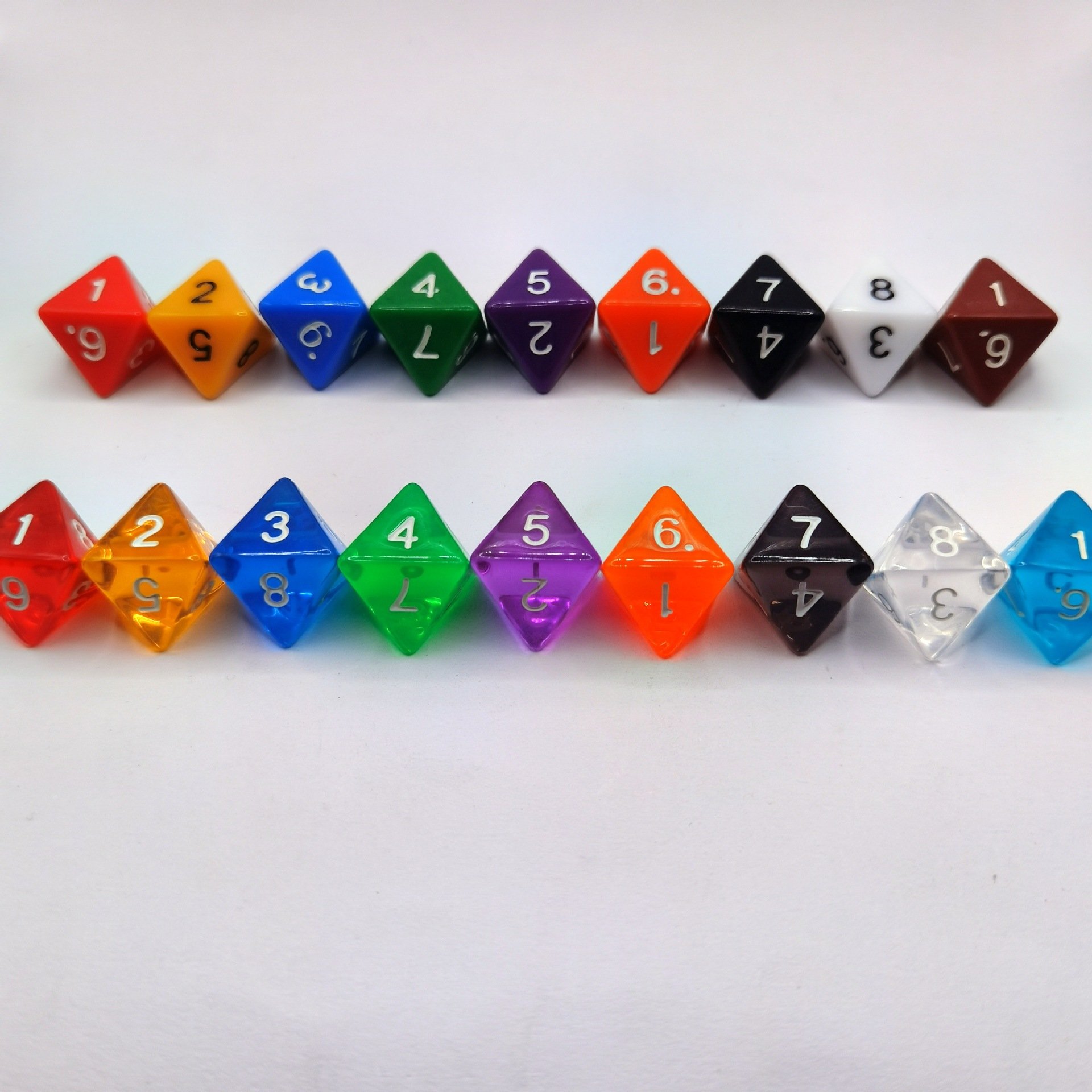 D8 Octahedron Game Dice Digital Color Acrylic Transparent Polyhedron Dice Entertainment Magic Props Dice Wholesale -