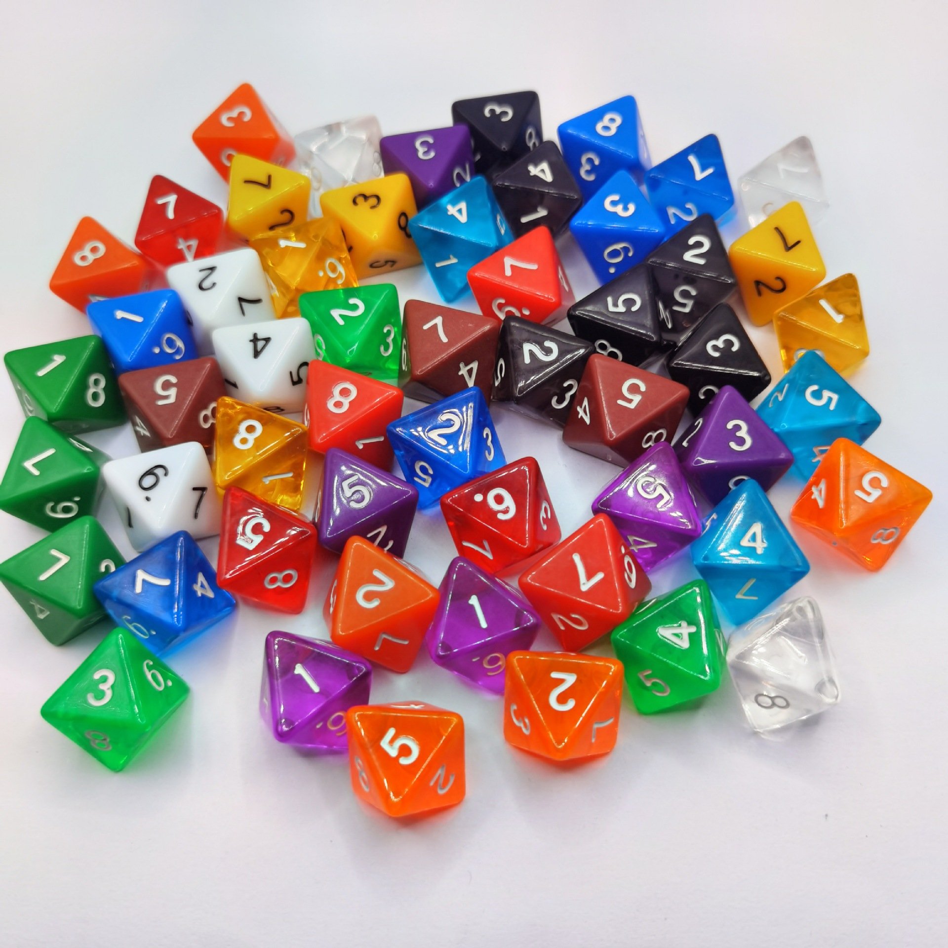 D8 Octahedron Game Dice Digital Color Acrylic Transparent Polyhedron Dice Entertainment Magic Props Dice Wholesale -