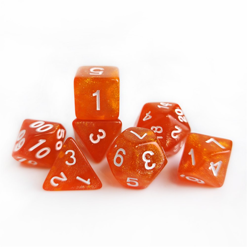 Transparent Glitter Acrylic DND Dice Set Factory Direct Sale High Quality Polyhedral Dungeons and Dragons RPG Board Game Dice