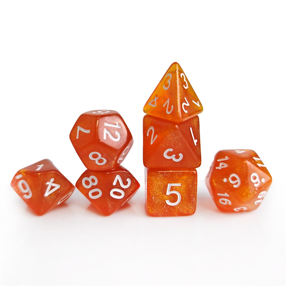 Transparent Glitter Acrylic DND Dice Set Factory Direct Sale High Quality Polyhedral Dungeons and Dragons RPG Board Game Dice