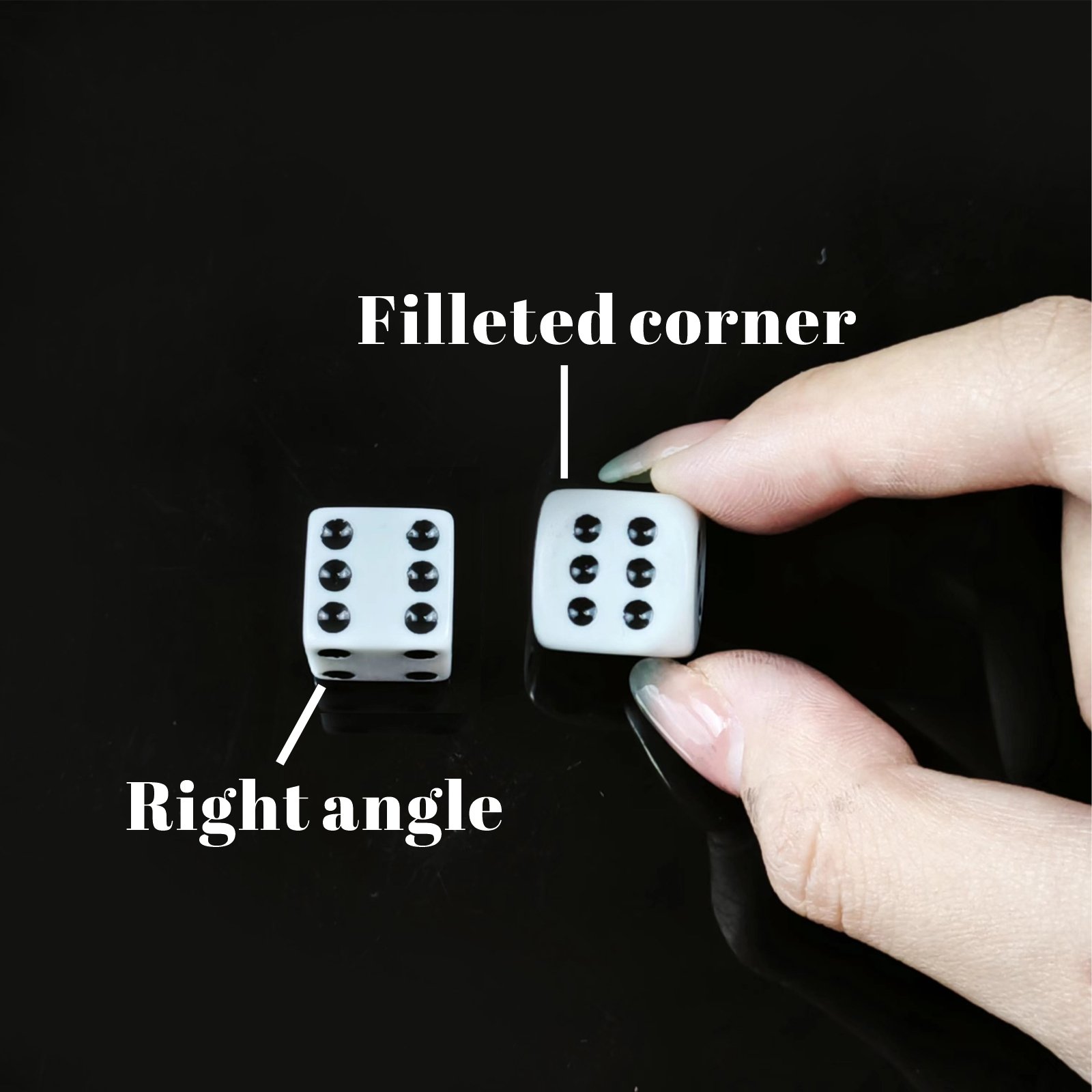 16mm melamine material 6-sided dot opaque square corner dice wholesale, 6 grams, heavier than acrylic, large diameter dot