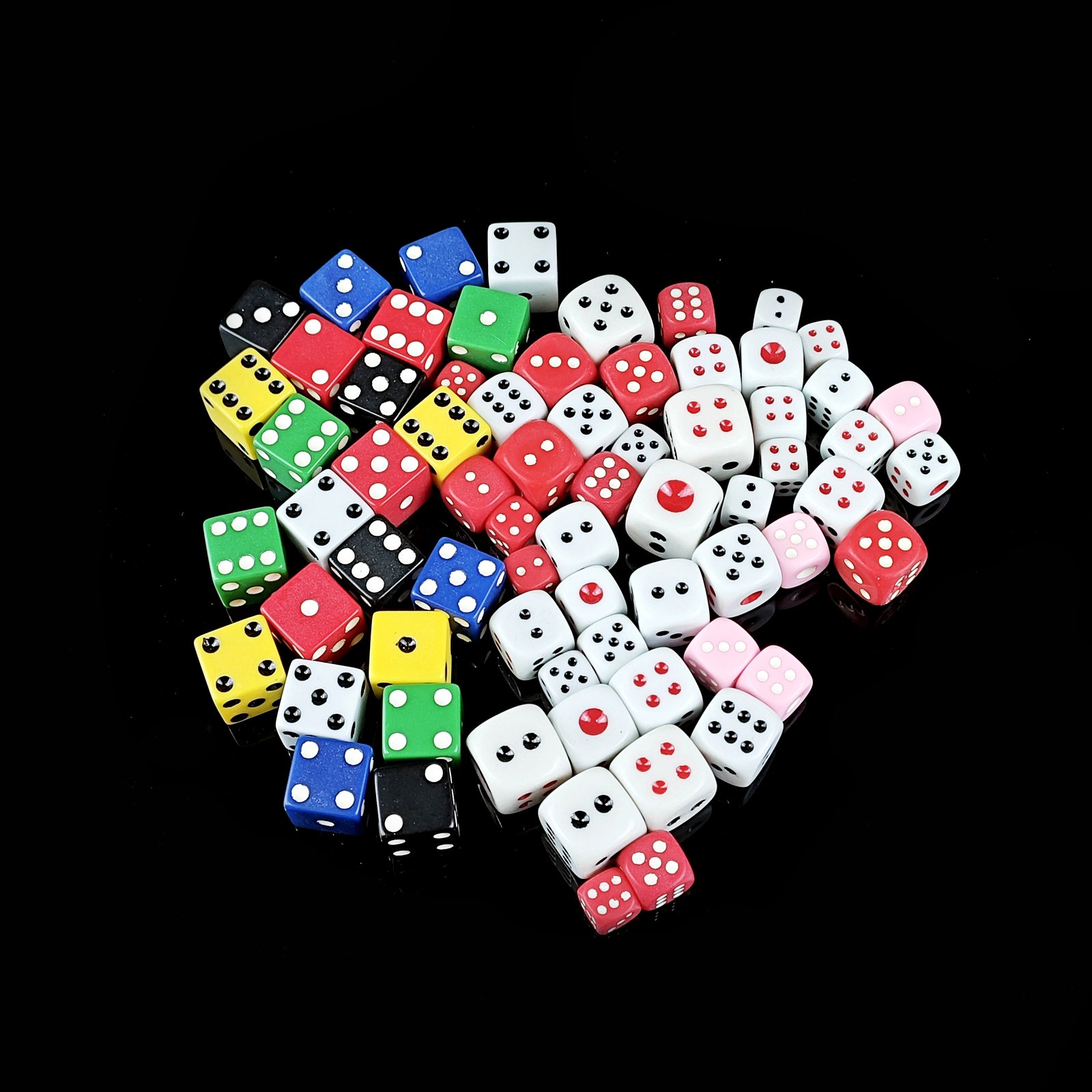 16mm melamine material 6-sided dot opaque square corner dice wholesale, 6 grams, heavier than acrylic, large diameter dot