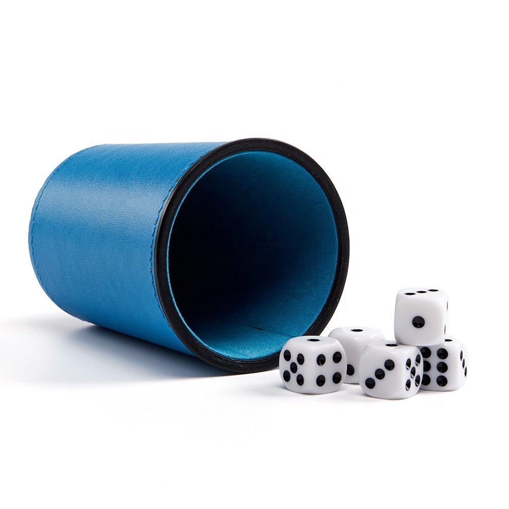 Blue Shaker Cups Set Cheap Custom Logo High Quality Pu Leather Dice Cup For Backgammon Games