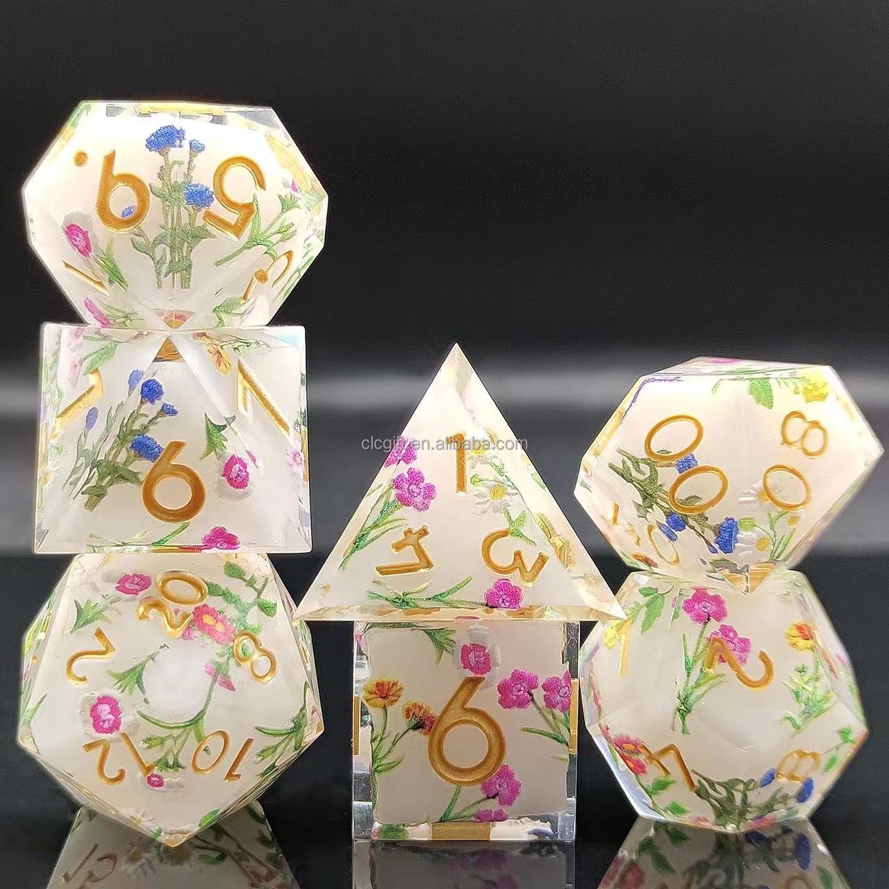 Resin Sharp Edge DND Dice Set, 7PCS D and D Dice Role Playing Dice for Dungeons and Dragons RPG Tabletop Game