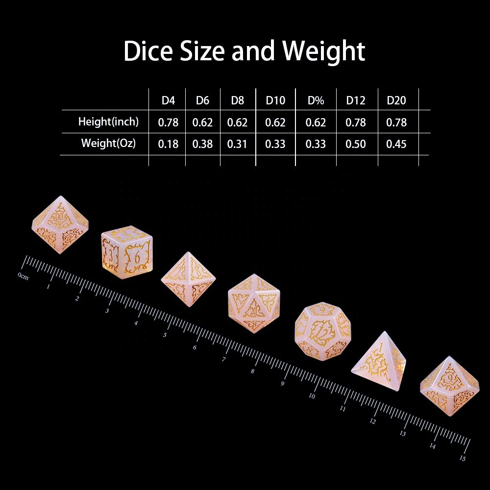 Artificial Glass Gemstone Pattern Dices DND Pink Opal Stone Dice For Dungeons And Dragons Board Games