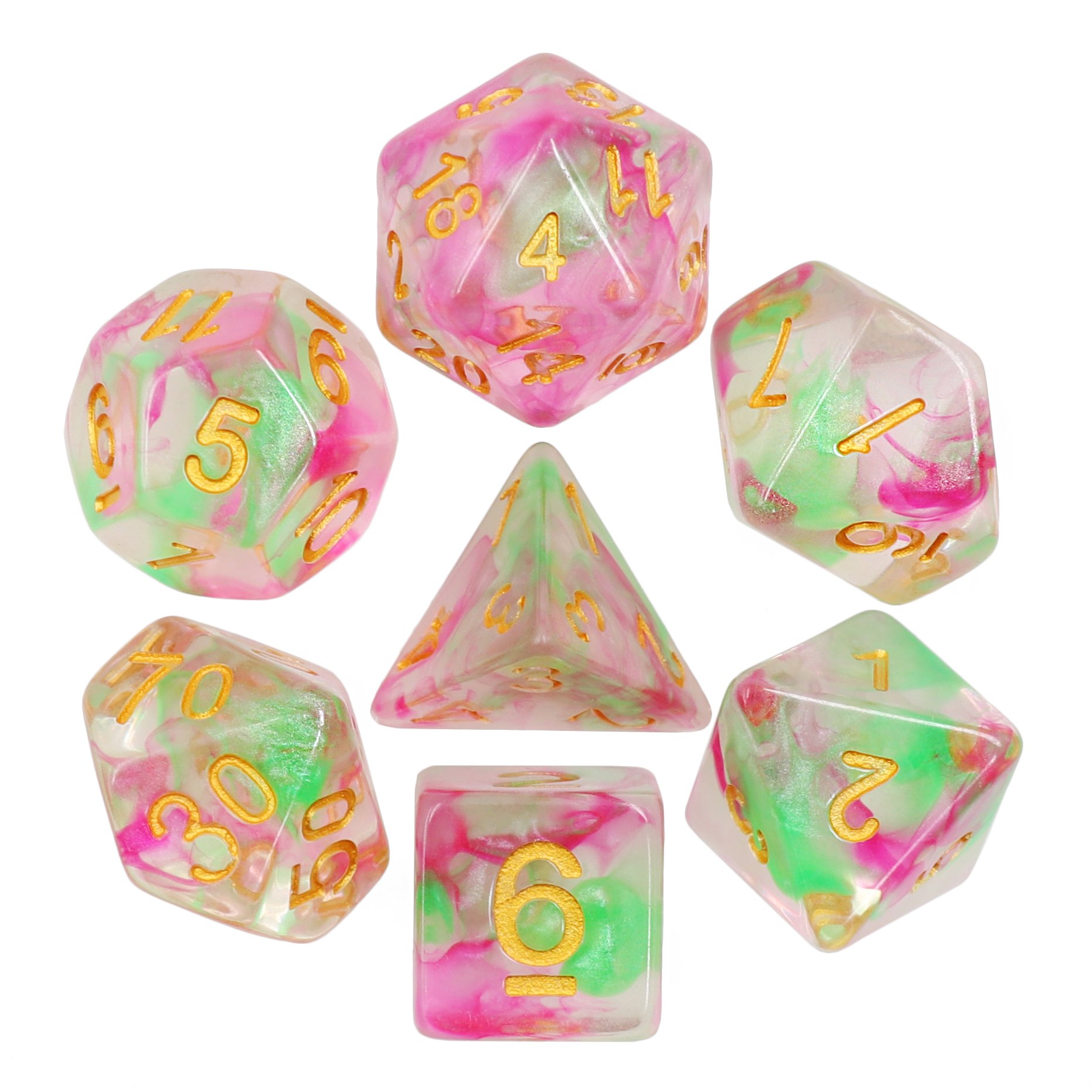 Factory direct sales resin dice 7 pcs DND game dice Pearl Swirl Dice Set For Entertainment Games