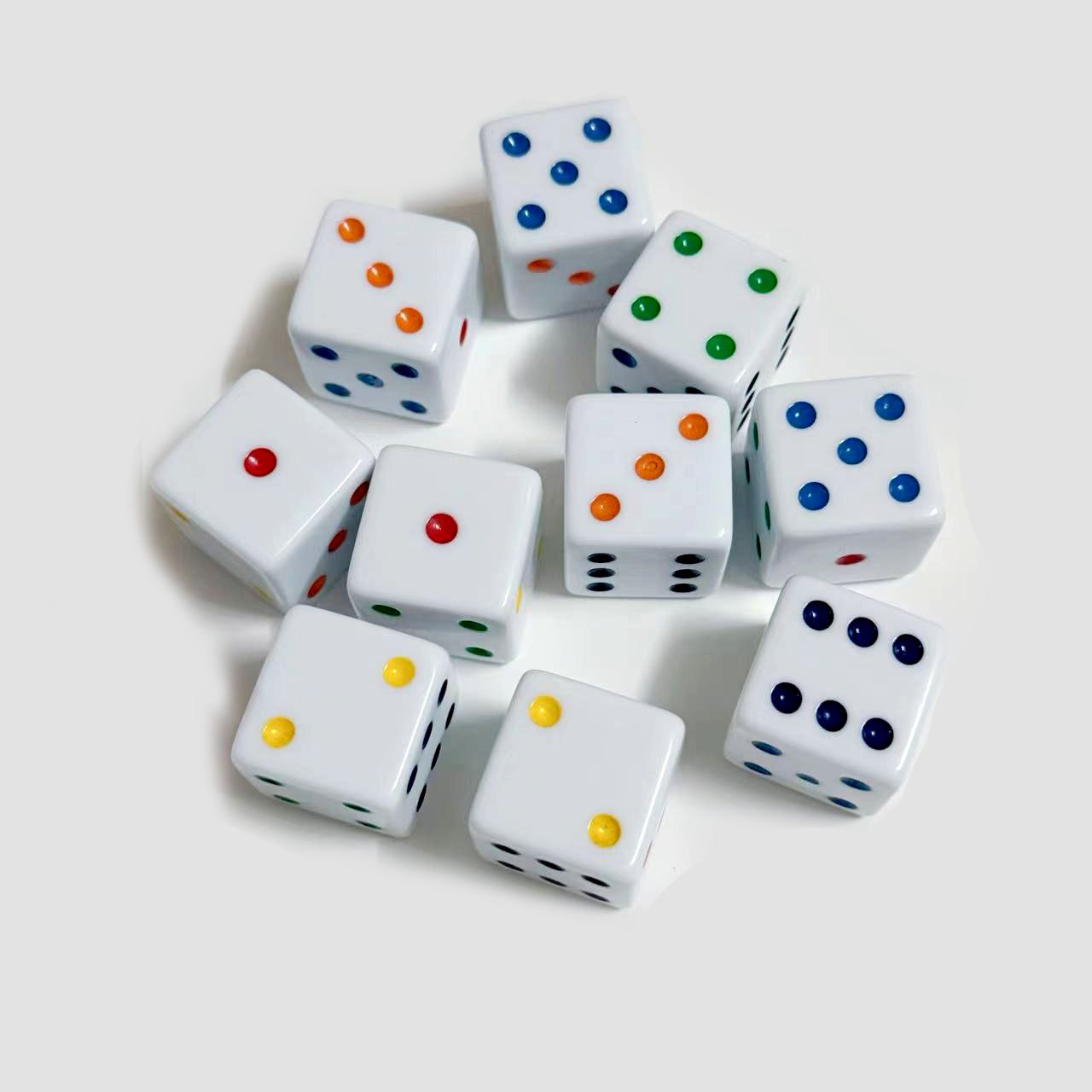 manufacturers personalized D6 16mm 25mm Colorful dots Right Angle white games acrylic custom dice