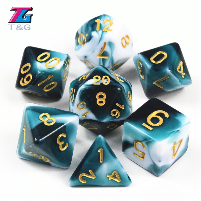 T&G Amazing Gemini colours effect 7 polyhedral dice set for dnd and rpg board games