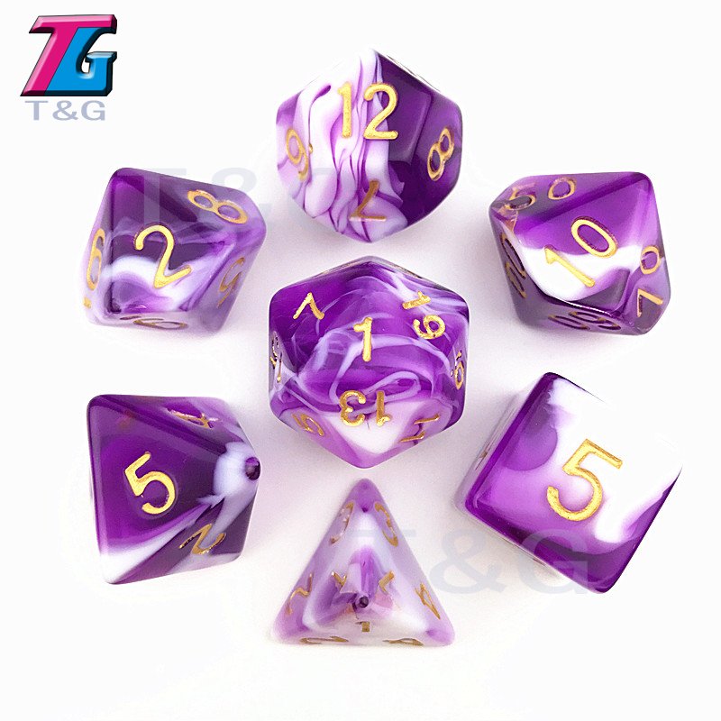 T&G Amazing Gemini colours effect 7 polyhedral dice set for dnd and rpg board games