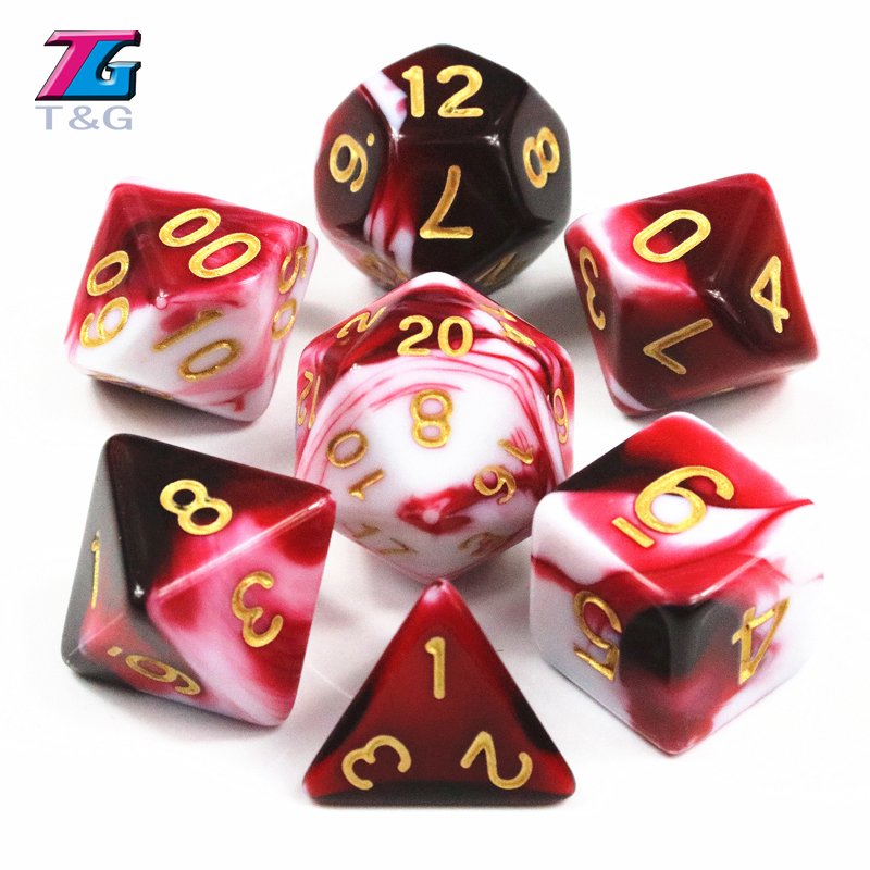 T&G Amazing Gemini colours effect 7 polyhedral dice set for dnd and rpg board games