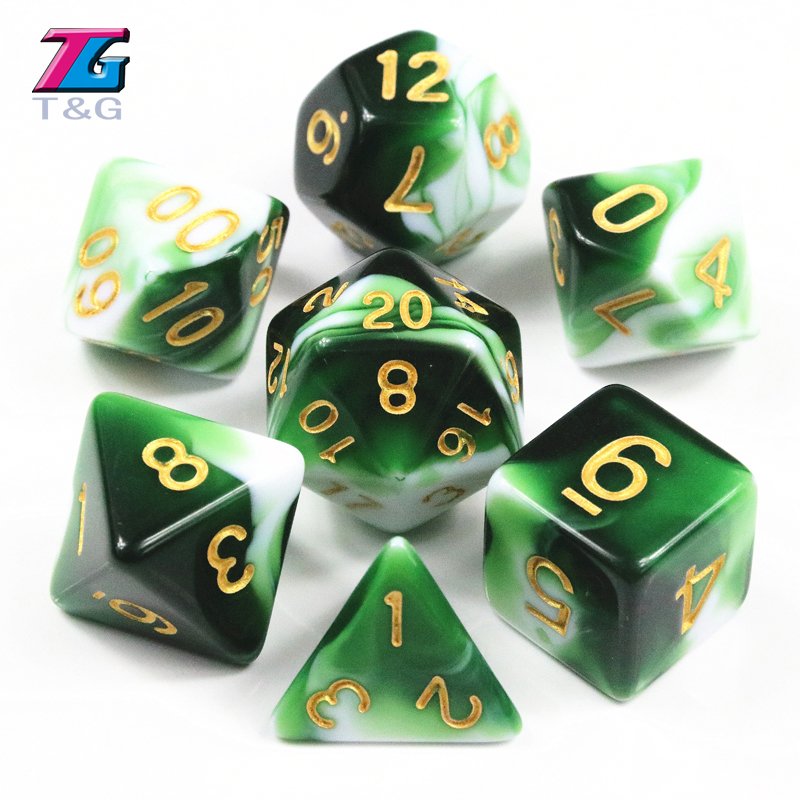 T&G Amazing Gemini colours effect 7 polyhedral dice set for dnd and rpg board games