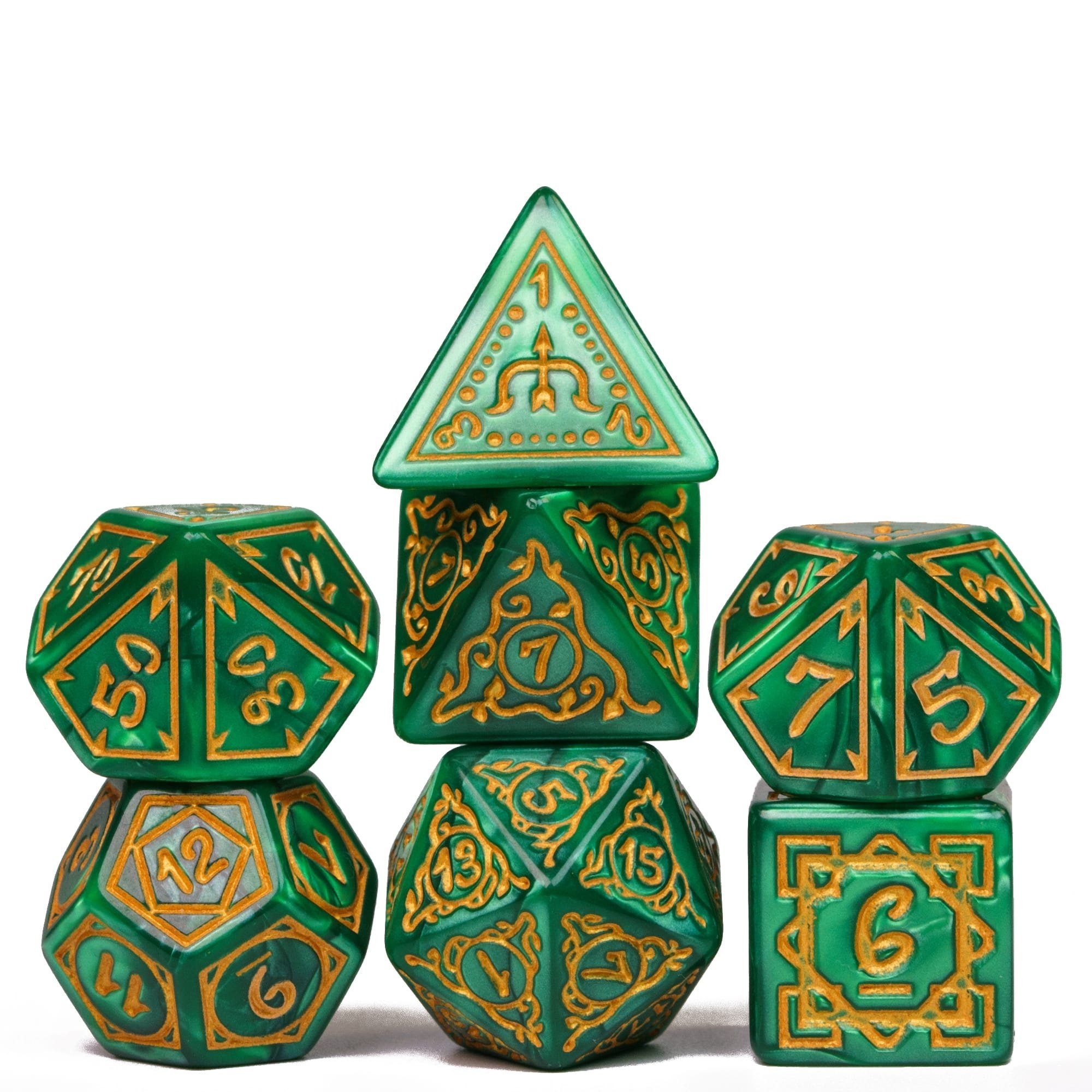 Udixi Plastic polyhedron dungeons and dragons Acrylic rpg pattern dice custom set green