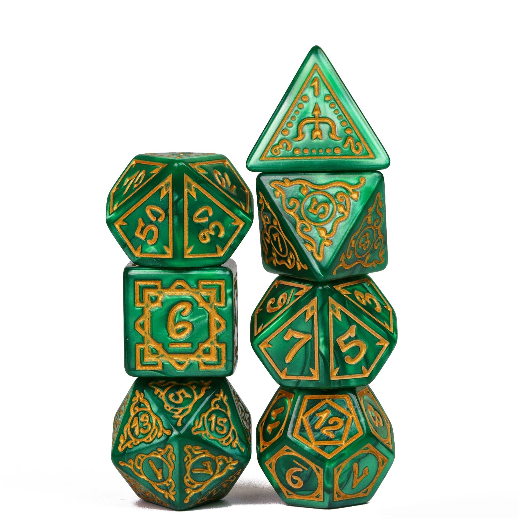 Udixi Plastic polyhedron dungeons and dragons Acrylic rpg pattern dice custom set green