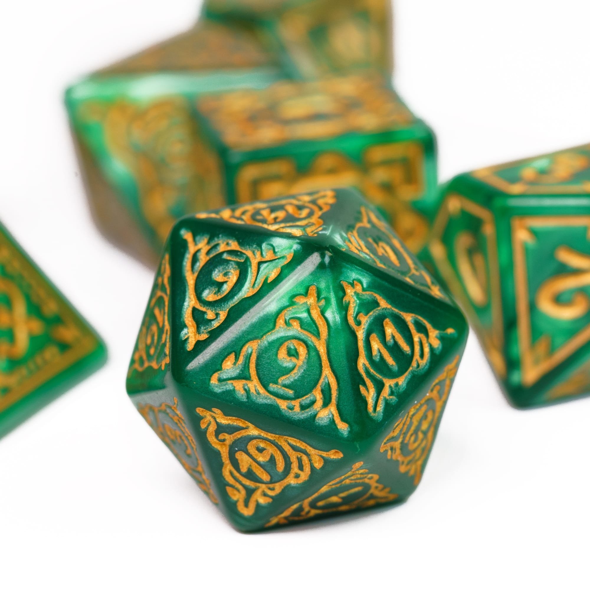 Udixi Plastic polyhedron dungeons and dragons Acrylic rpg pattern dice custom set green