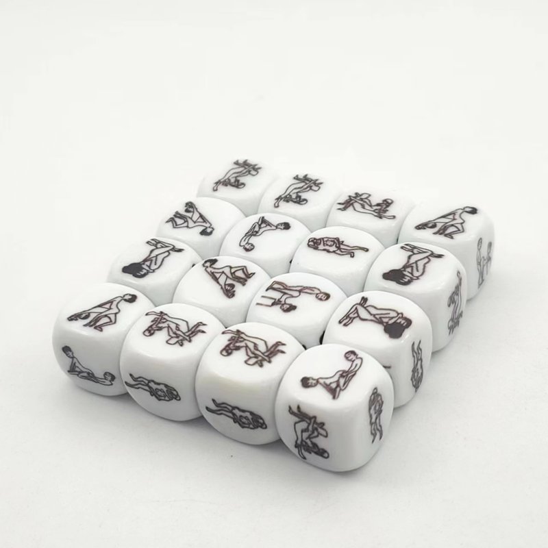 manufacturer low moq custom personalized white sexy couples date dice round edge acrylic dice set polyhedral d6 16mm dice set