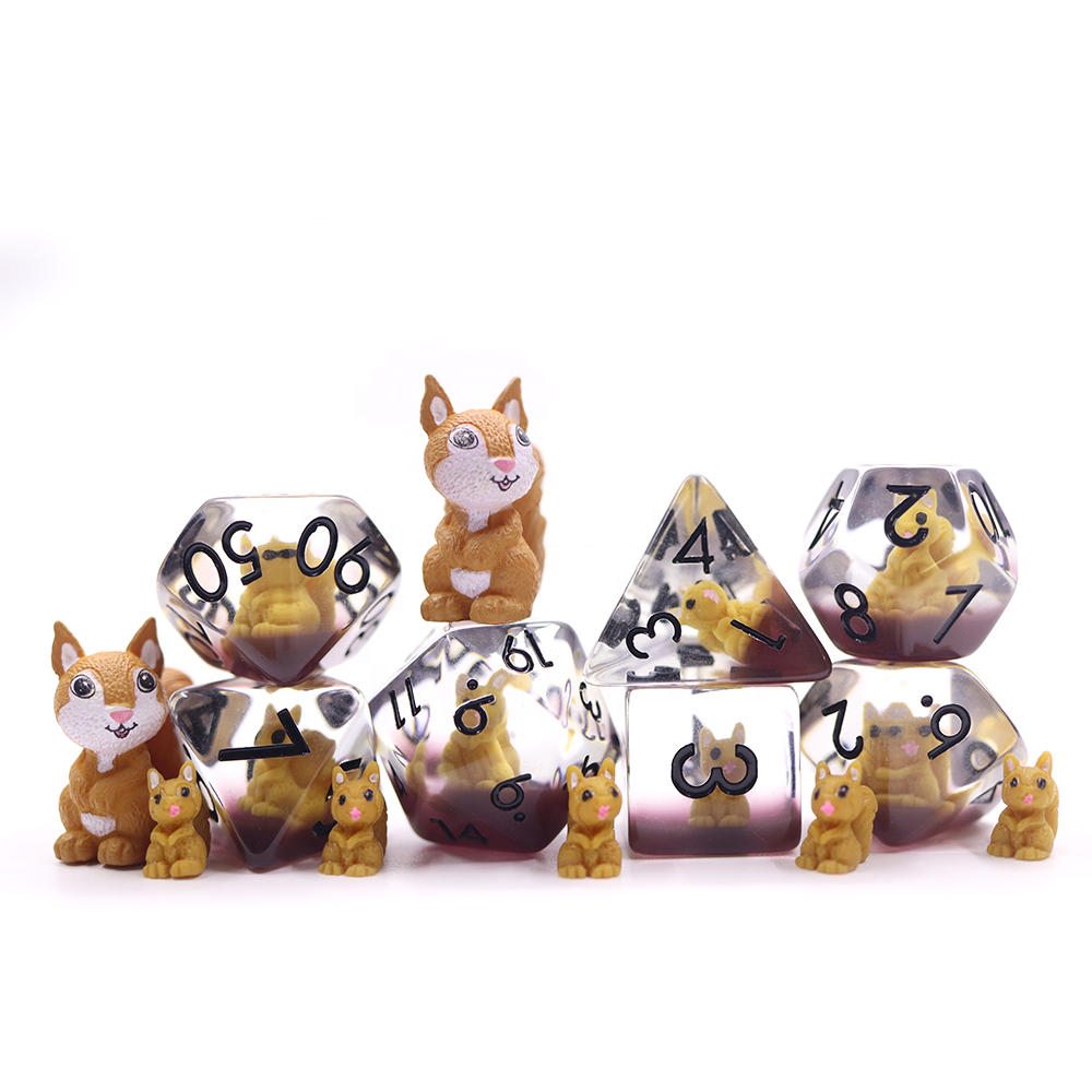 Custom dice set polyhedral dnd RPG 16mm resin inclusion dice