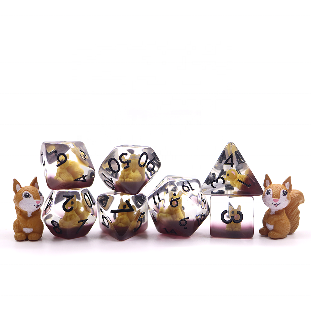 Custom dice set polyhedral dnd RPG 16mm resin inclusion dice