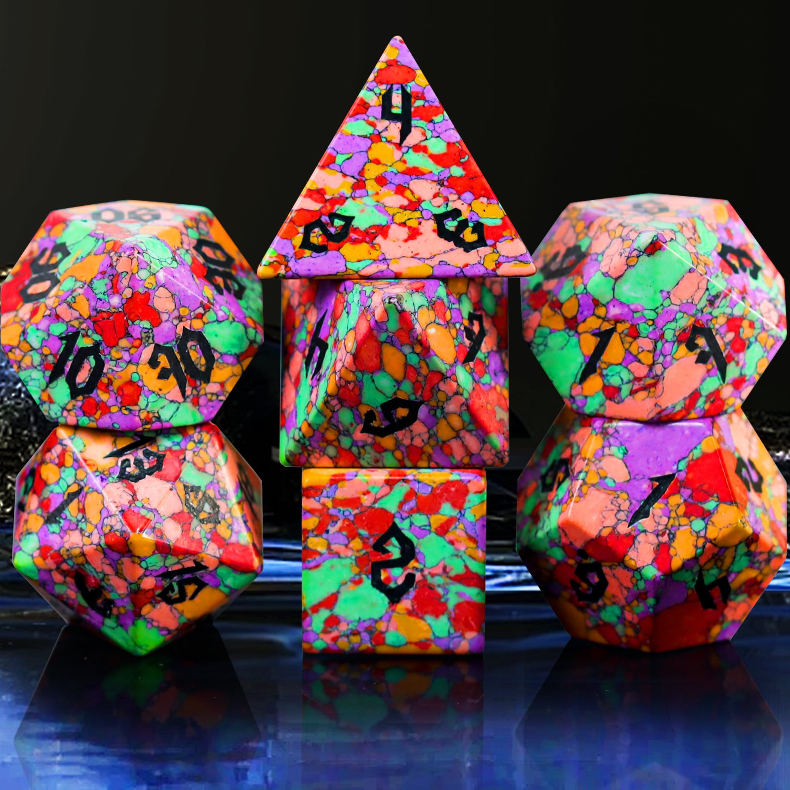 Factory wholesale customized high quality white turquoise dice set for dungeons and dragons RPG