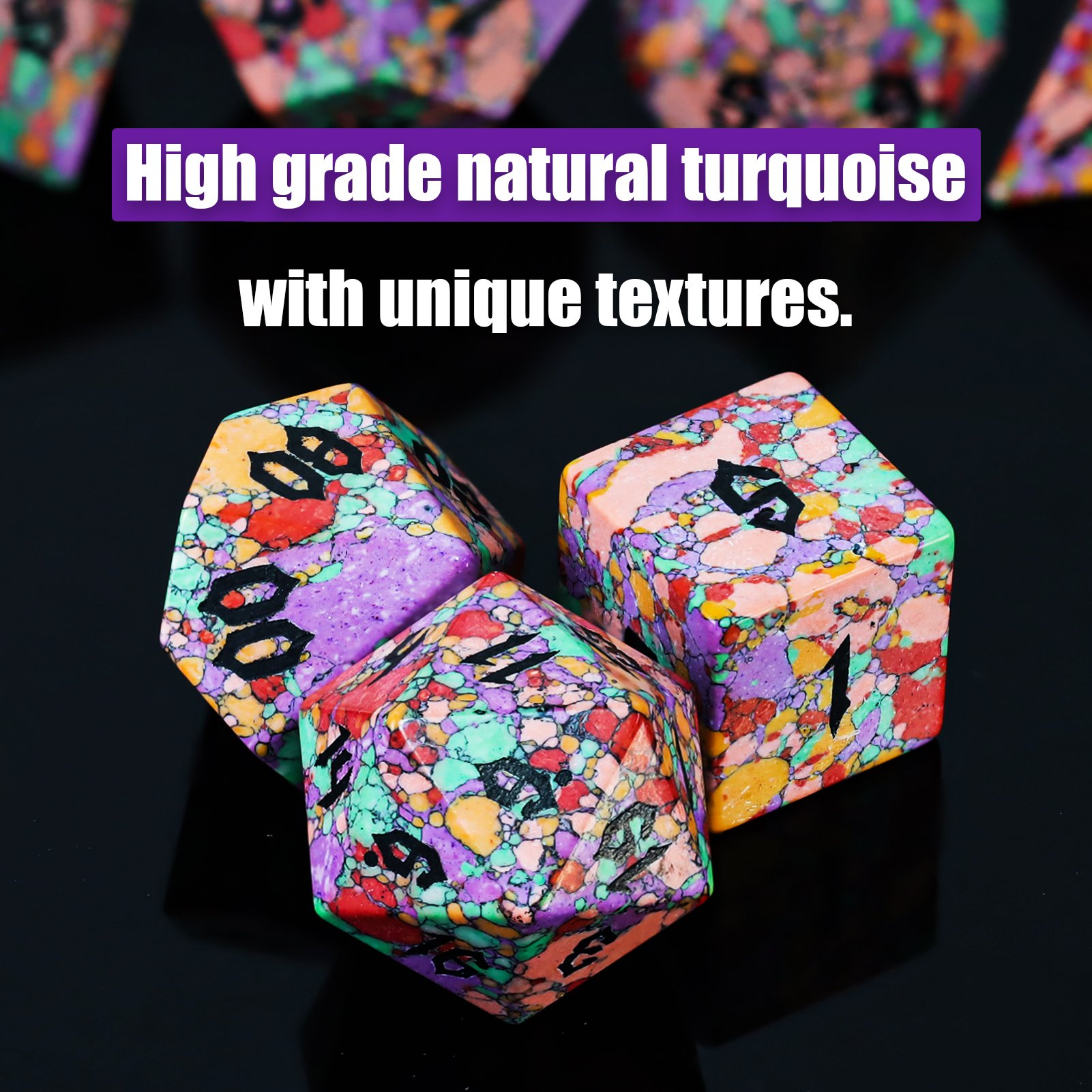 Factory wholesale customized high quality white turquoise dice set for dungeons and dragons RPG