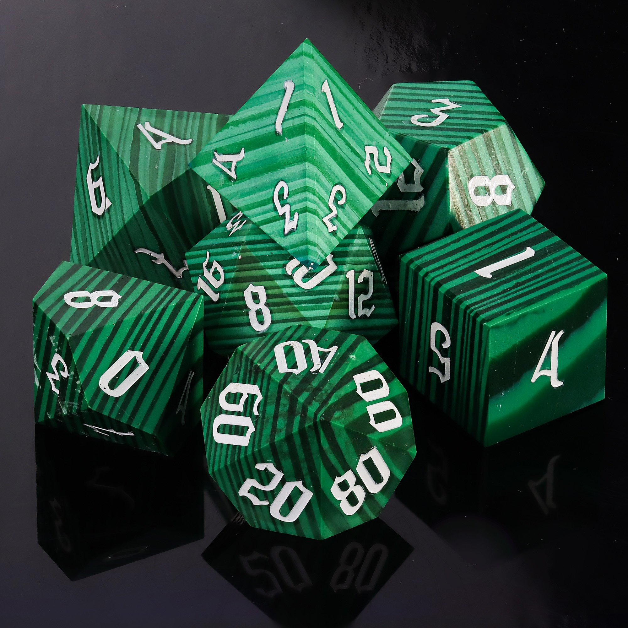 Factory wholesale polyhedron malachite dice set for dungeons and dragons RPG