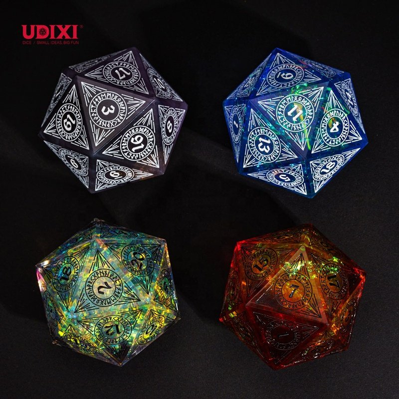 Udixi Custom Logo 33mm Dice D20 Set for Dungeons and Dragons DND RPG Board Dice Set