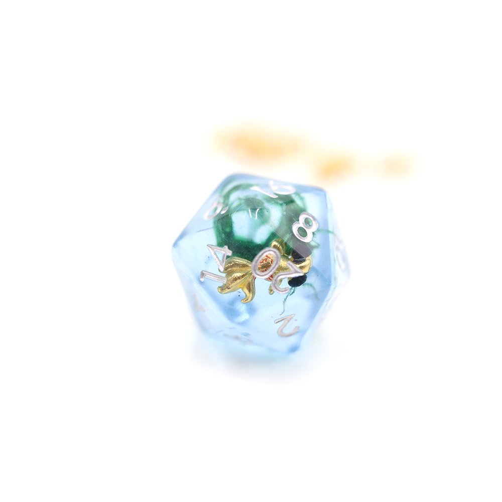 OEM High Quality 7 pcs soft Edges resin fish dice custom dnd animal dice