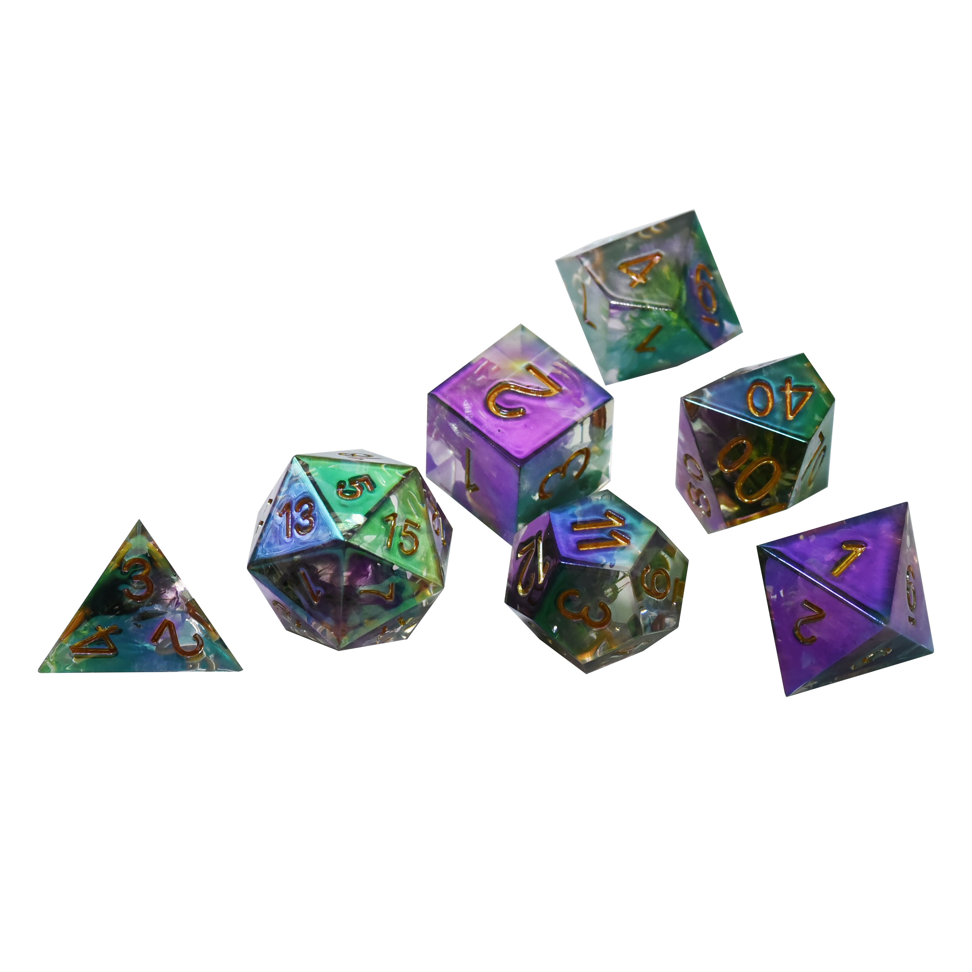 Custom 7Pcs Polyhedral TPRG Dungeons and Dragons DND RPG Board Game Set 16mm Plastic Resin Dice