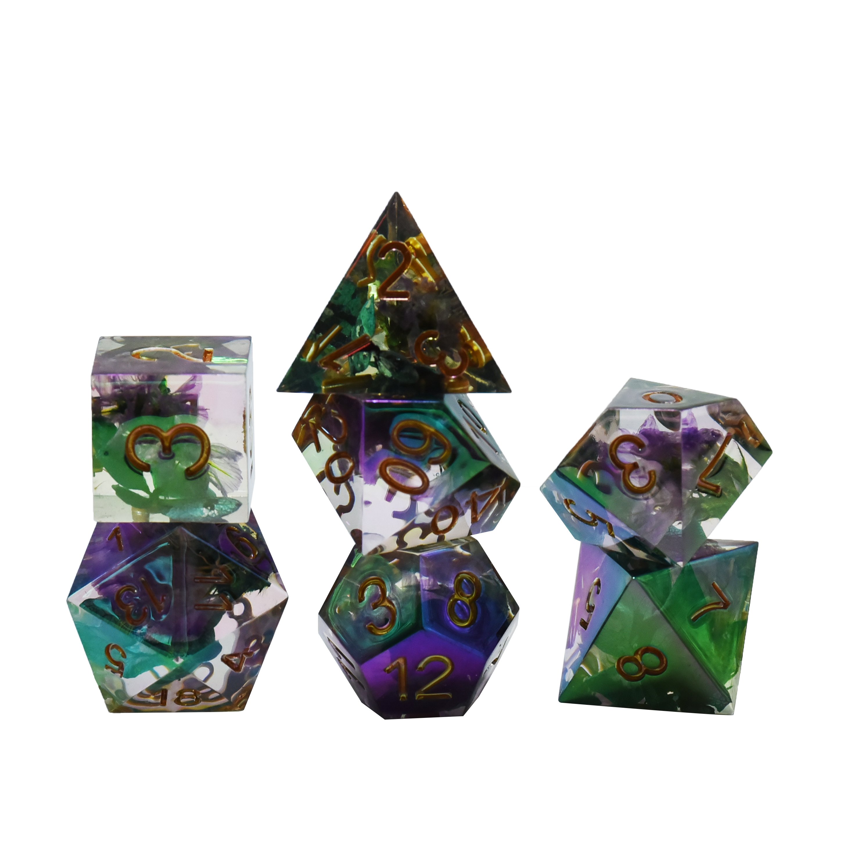 Custom 7Pcs Polyhedral TPRG Dungeons and Dragons DND RPG Board Game Set 16mm Plastic Resin Dice