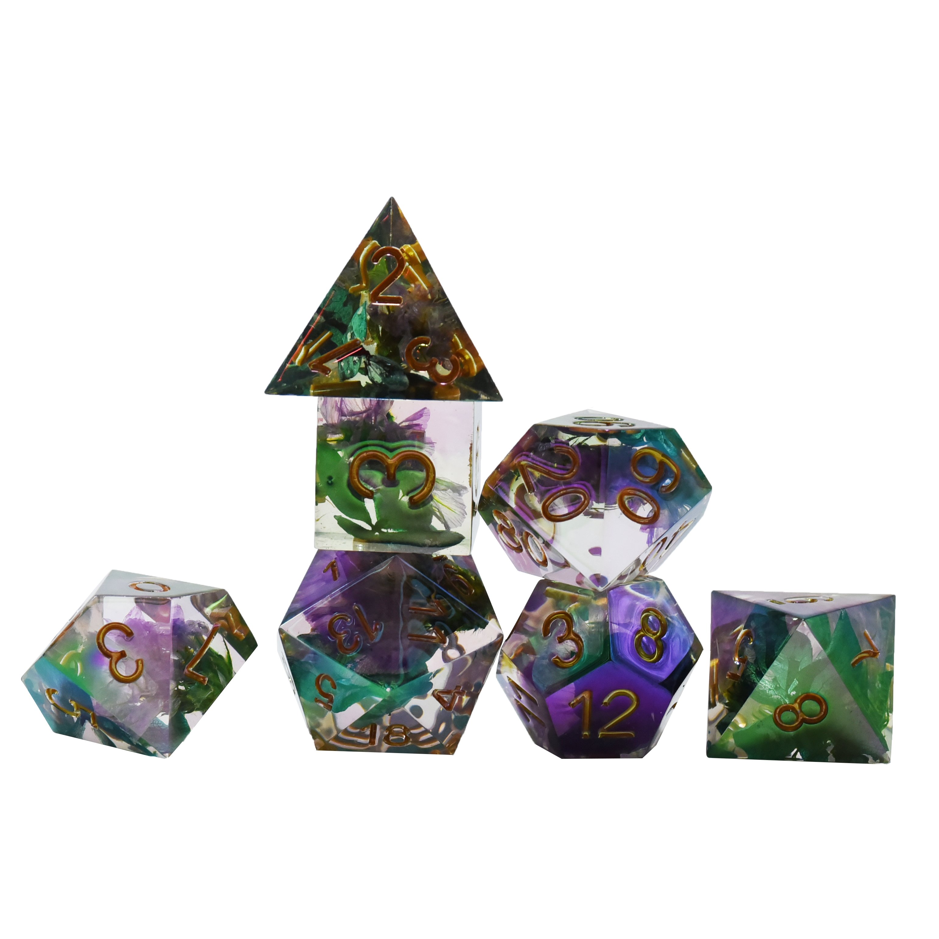 Custom 7Pcs Polyhedral TPRG Dungeons and Dragons DND RPG Board Game Set 16mm Plastic Resin Dice