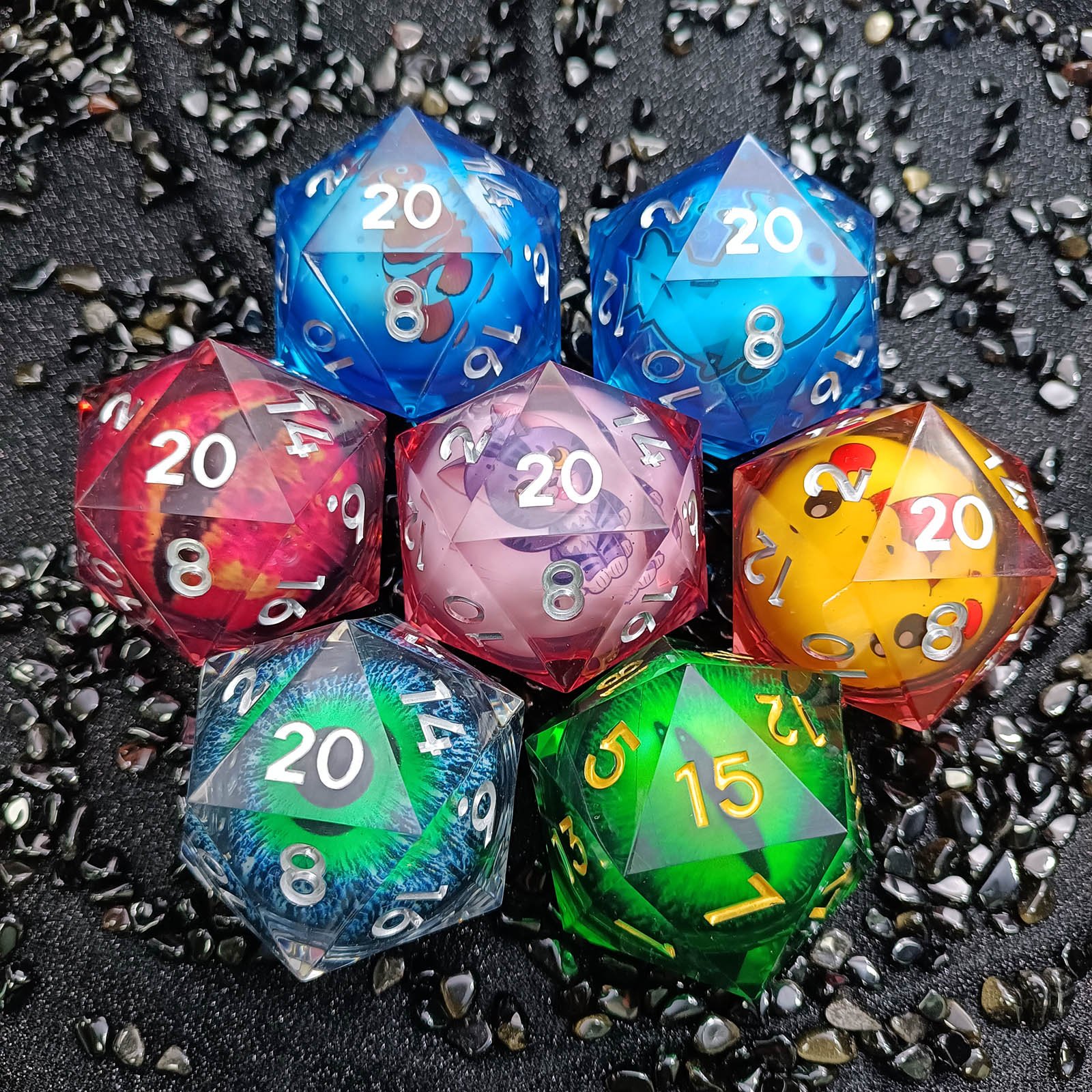 55MM Giant Glowing Liquid Core Dice Dungeons & Dragons Tabletop Game Dice Accessories DNd Resin Dice