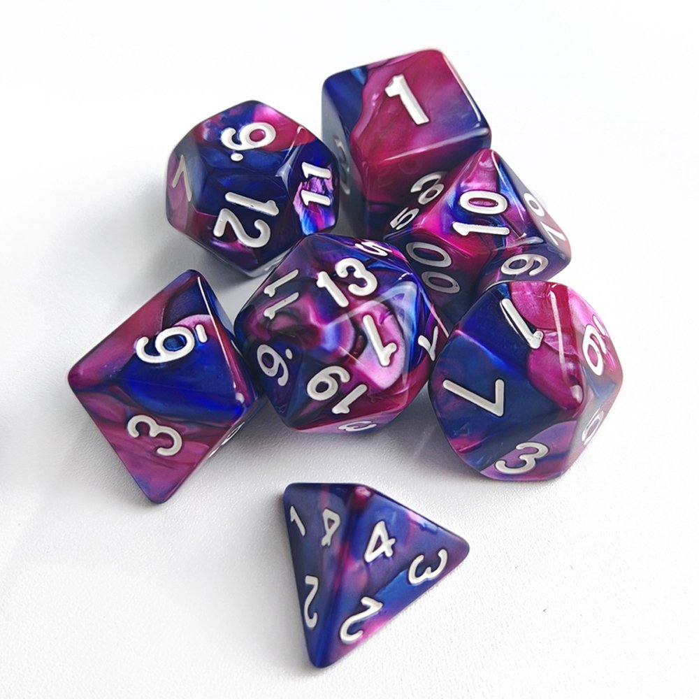 7pcs Polyhedral DND Dice 2 Colors Colorful Acrylic Dice for Dungeons and Dragons RPG Board Game