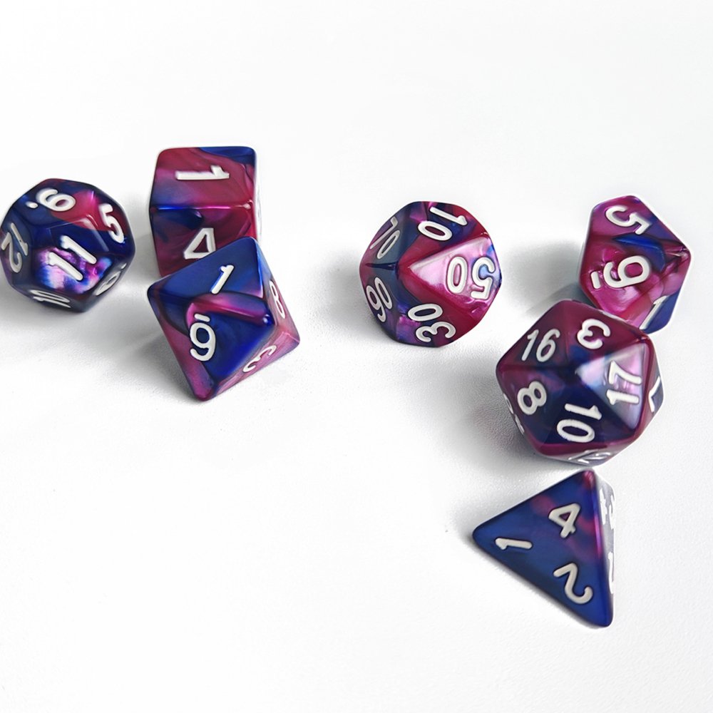 7pcs Polyhedral DND Dice 2 Colors Colorful Acrylic Dice for Dungeons and Dragons RPG Board Game