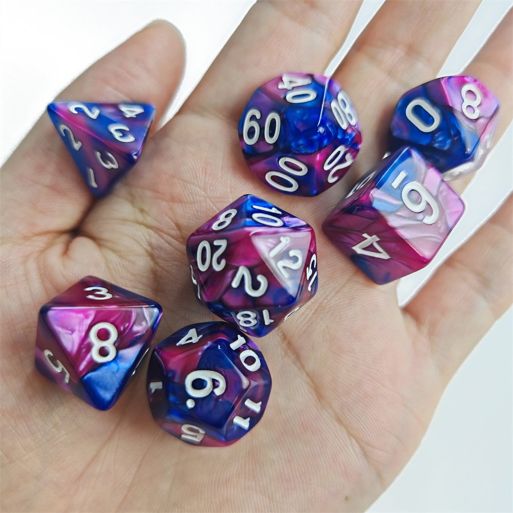 7pcs Polyhedral DND Dice 2 Colors Colorful Acrylic Dice for Dungeons and Dragons RPG Board Game