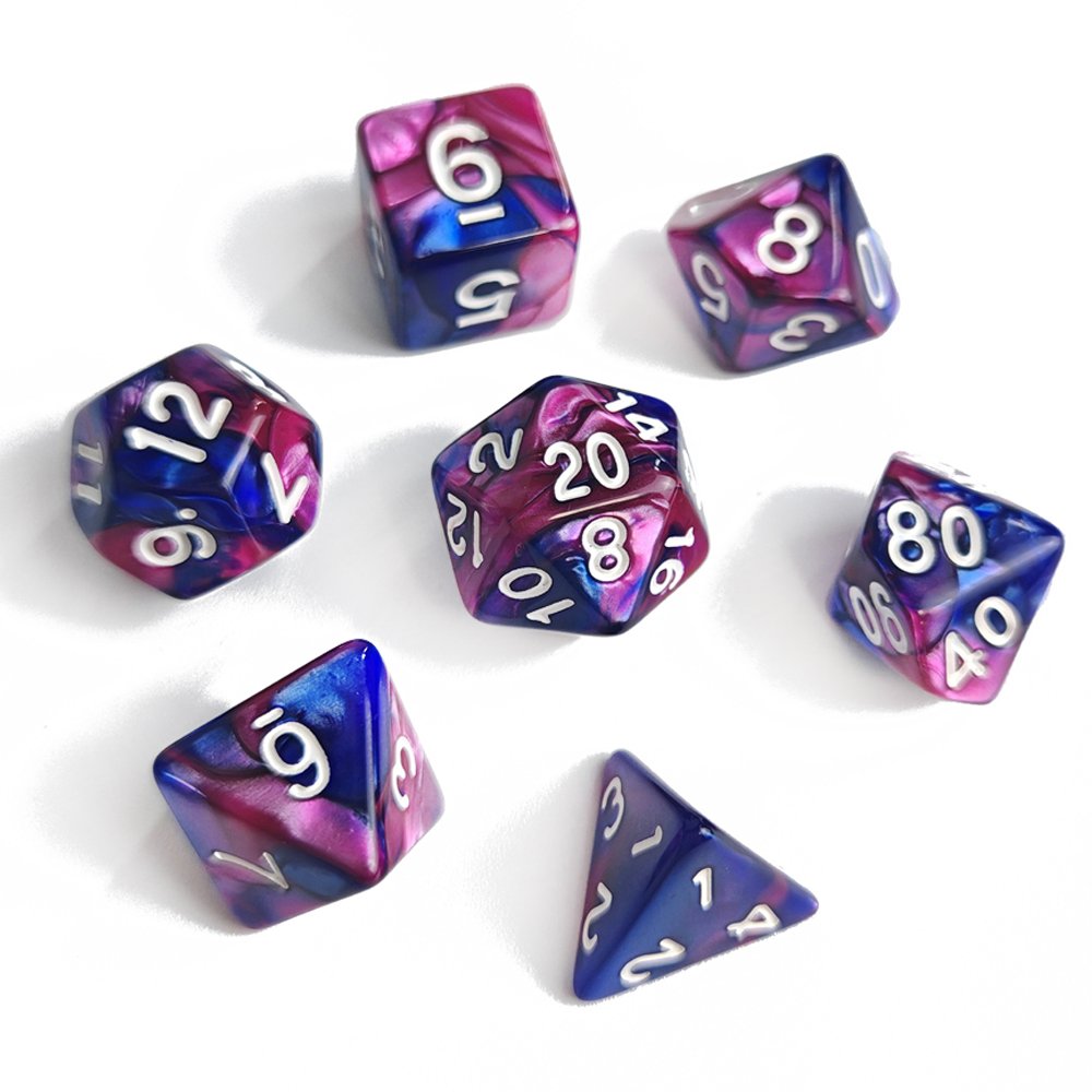 7pcs Polyhedral DND Dice 2 Colors Colorful Acrylic Dice for Dungeons and Dragons RPG Board Game