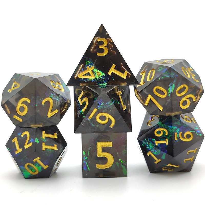 Whole Sale 7PCS DND Polyhedral RPG Resin Dice set Sharp Edge Dice for Role Playing Game