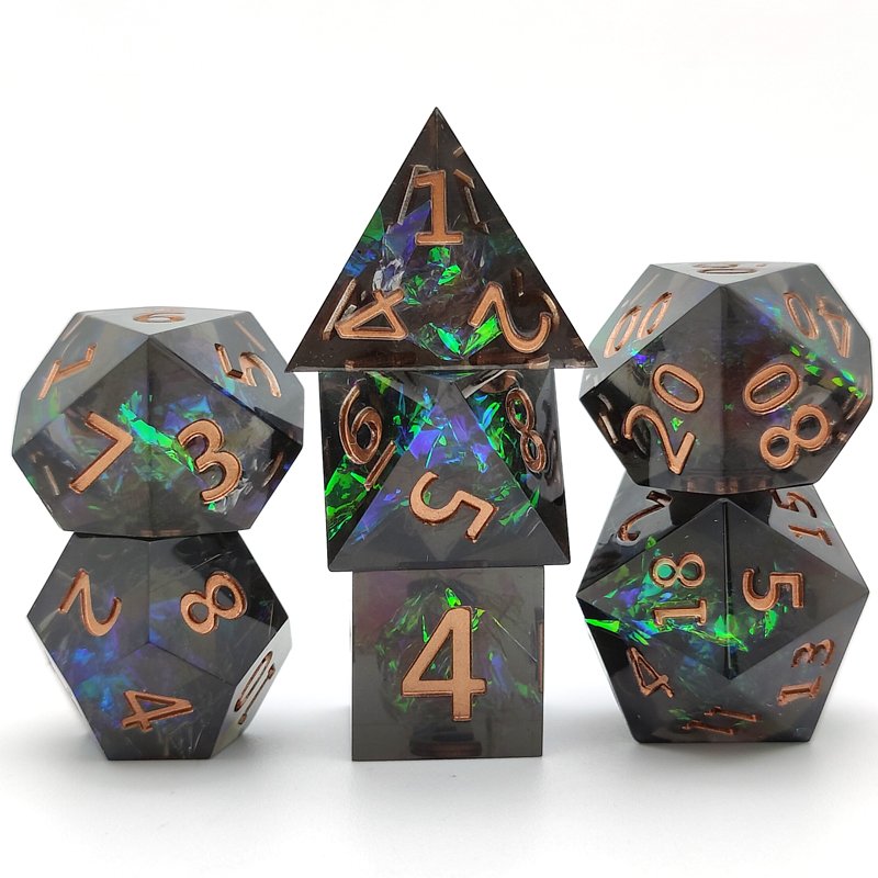 Whole Sale 7PCS DND Polyhedral RPG Resin Dice set Sharp Edge Dice for Role Playing Game