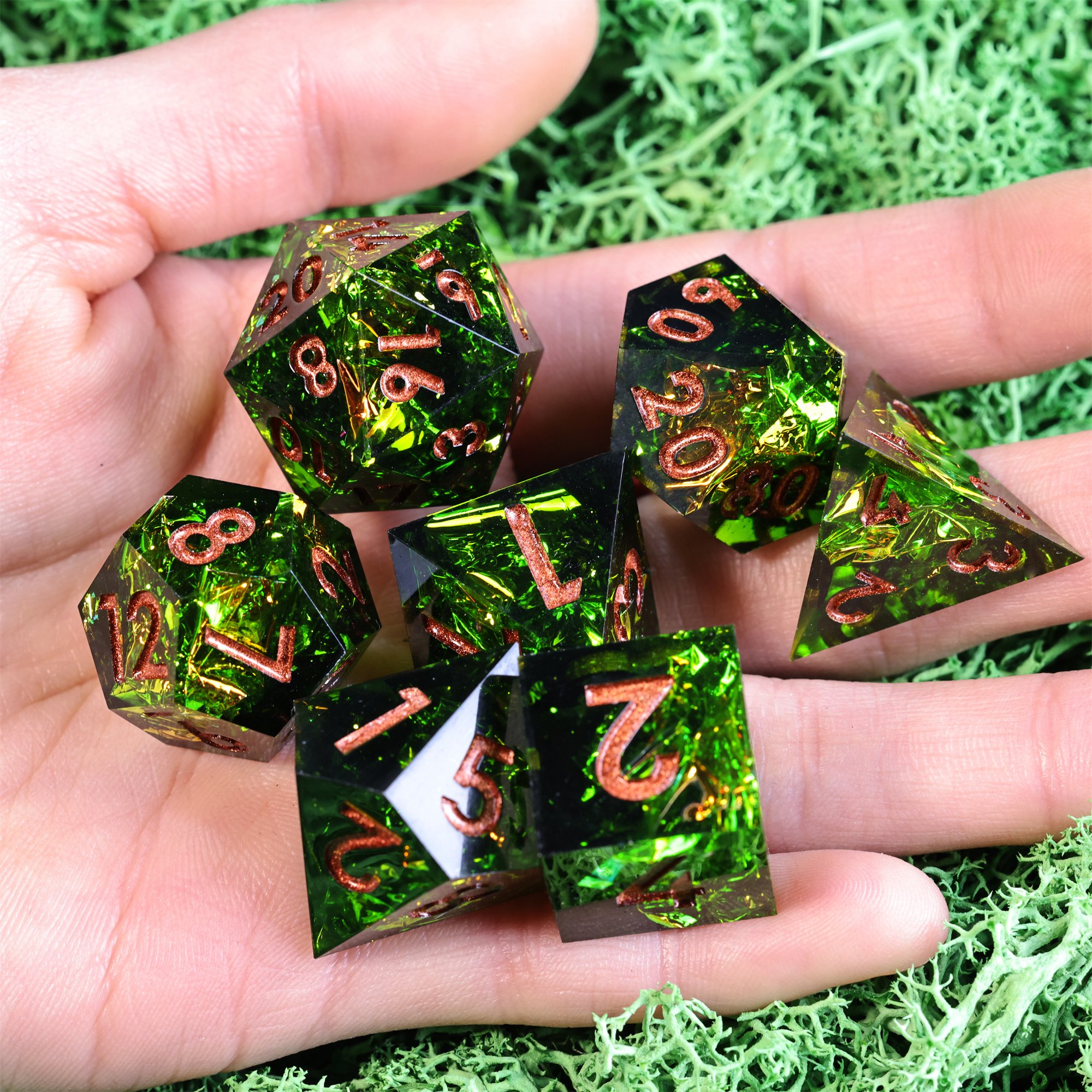 MINI PLANET DND Dice Set Handmade Colored Polyhedral Resin Dice with Sharp Edges For TRPG Games Custom DND Dice Set and D6 D20