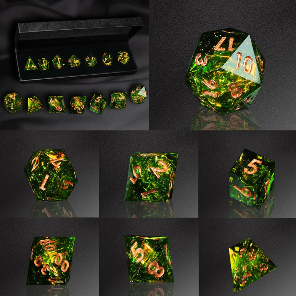 MINI PLANET DND Dice Set Handmade Colored Polyhedral Resin Dice with Sharp Edges For TRPG Games Custom DND Dice Set and D6 D20