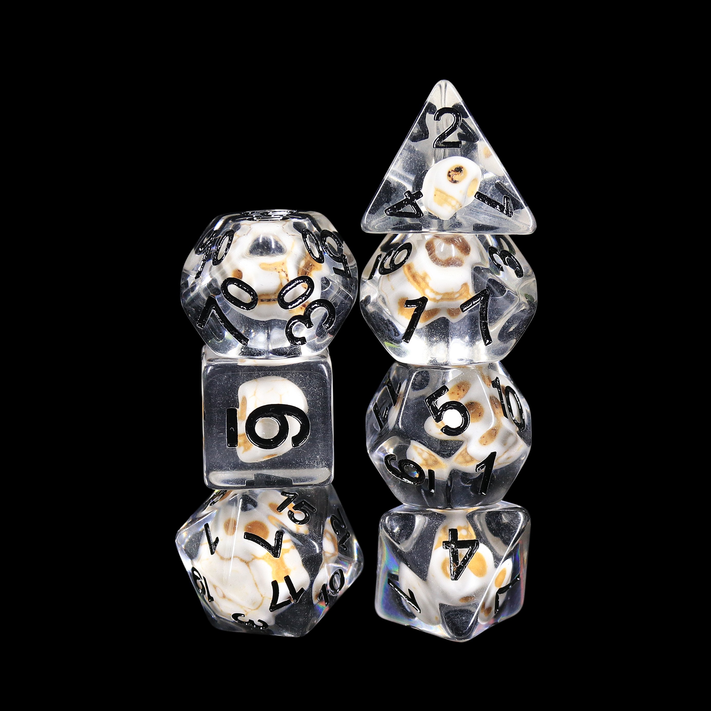 New Design Polyhedral Skull Resin Dice 7-Piece Sharp Edge for Game DND Made from Resin