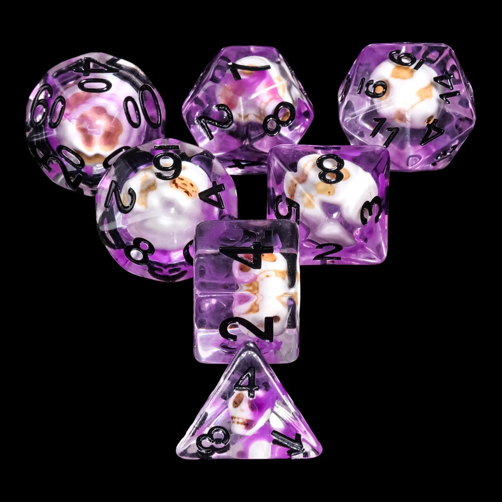 New Design Polyhedral Skull Resin Dice 7-Piece Sharp Edge for Game DND Made from Resin