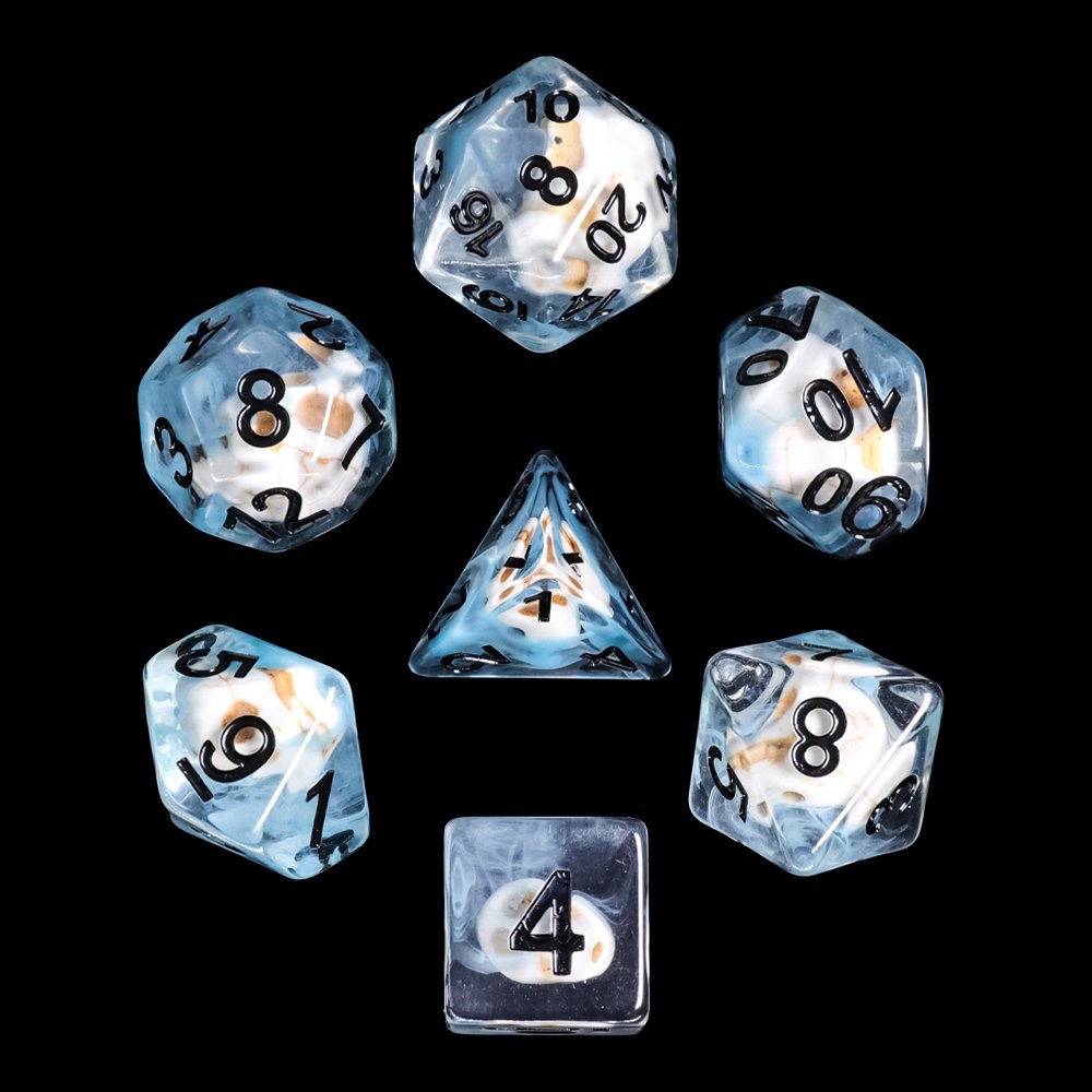 New Design Polyhedral Skull Resin Dice 7-Piece Sharp Edge for Game DND Made from Resin