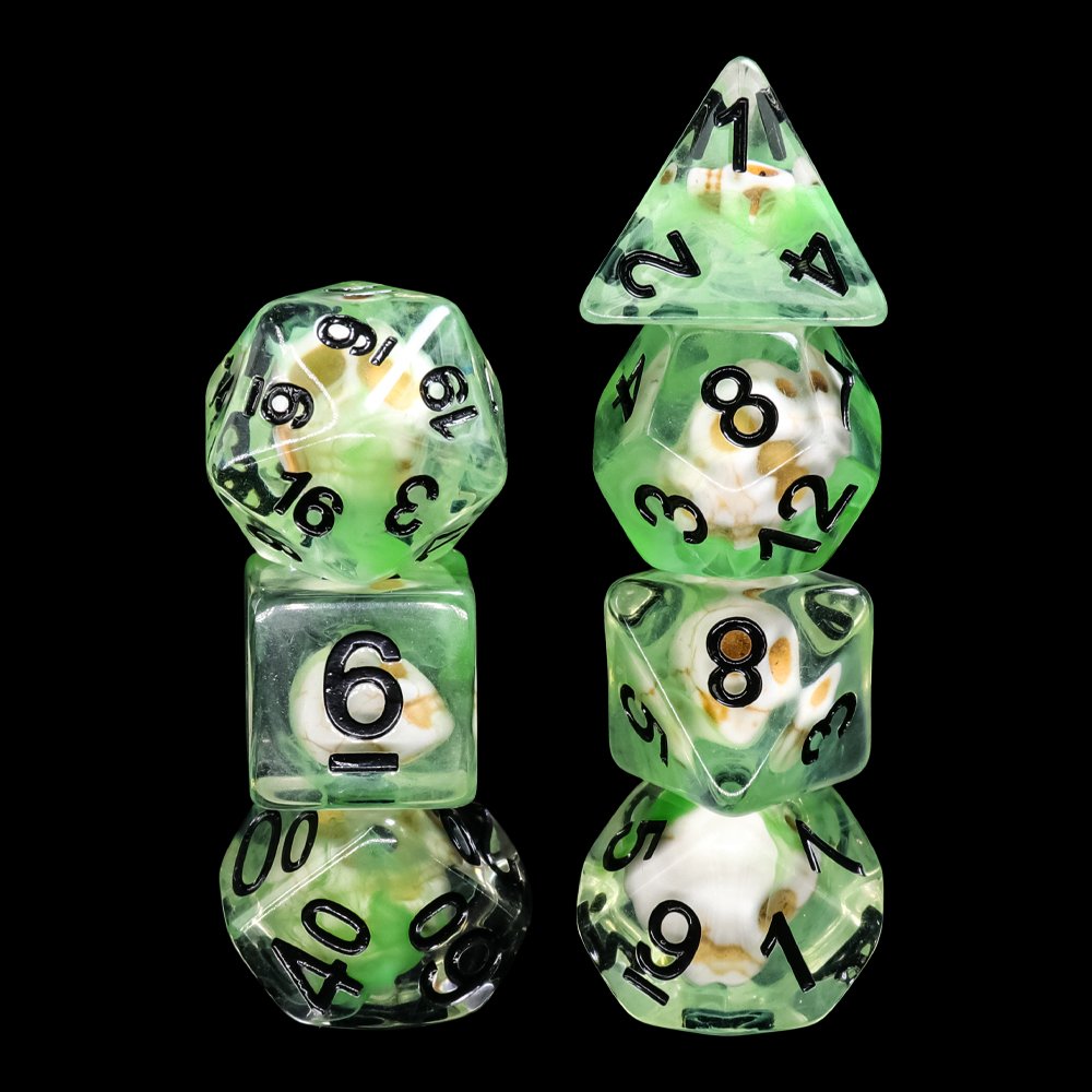 New Design Polyhedral Skull Resin Dice 7-Piece Sharp Edge for Game DND Made from Resin