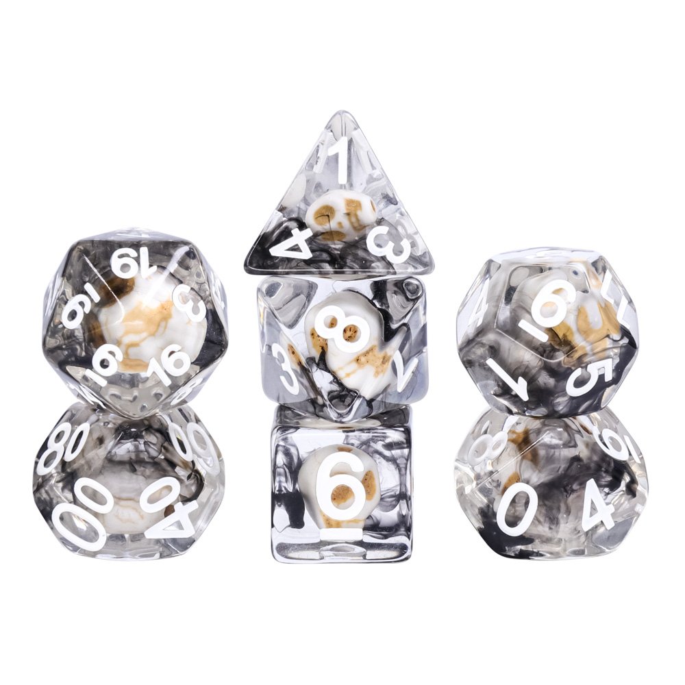 New Design Polyhedral Skull Resin Dice 7-Piece Sharp Edge for Game DND Made from Resin