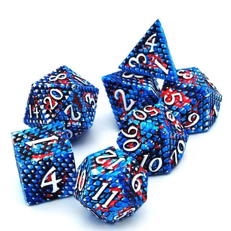 7pcs/set Dungeons and Dragons RPG Polyhedral Metal Dice Set 16mm & 20mm Sizes Customizable Logo Zinc Alloy DND Cup
