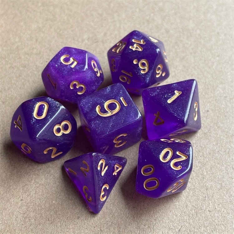 Colorful Glitter Star Plastic DND Bulk Polyhedral Dice Set for the Dice Game