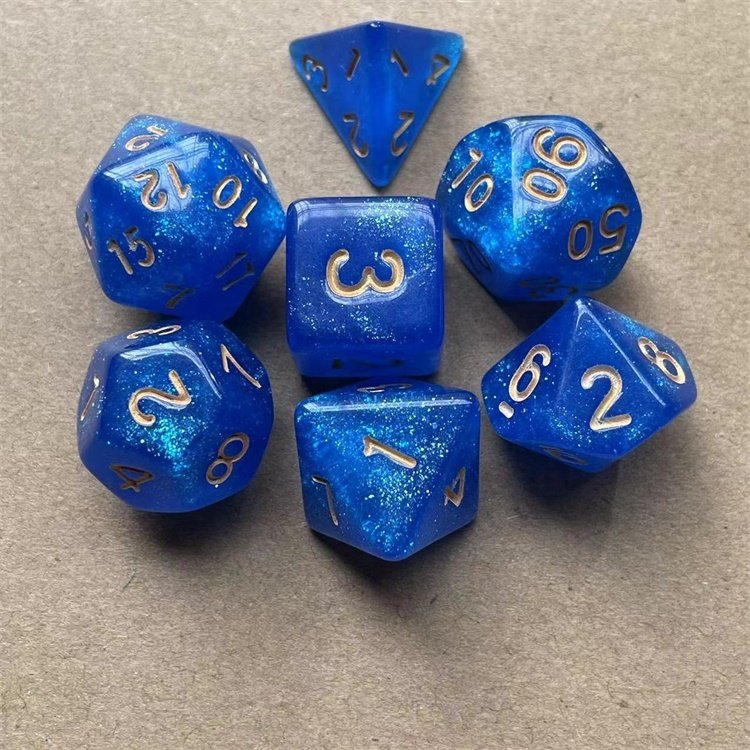 Colorful Glitter Star Plastic DND Bulk Polyhedral Dice Set for the Dice Game