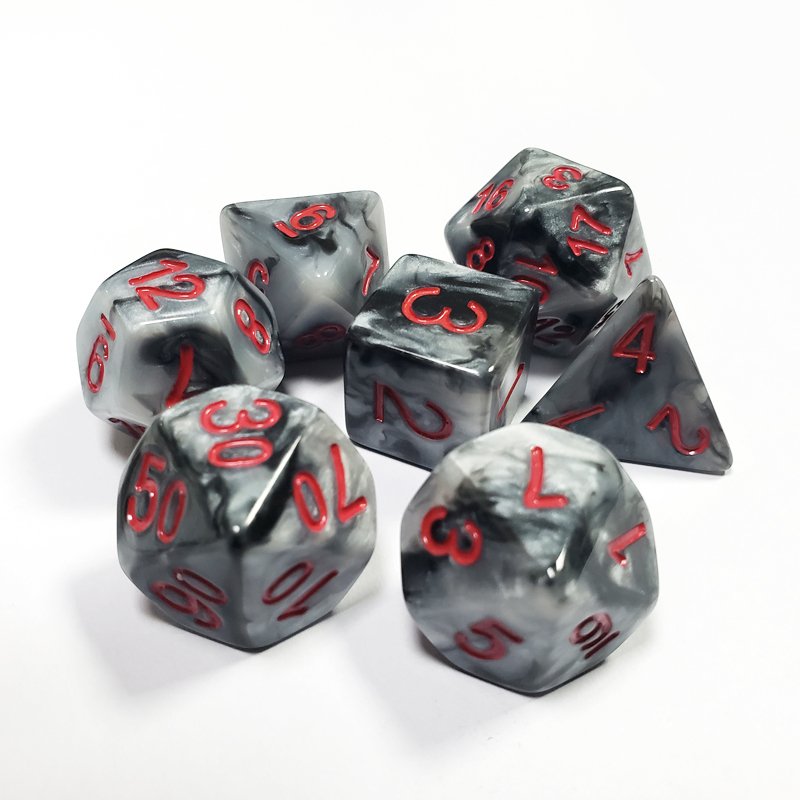 7Pcs/Set Dice Product Tabletop Roleplaying Prtg Games Polyhedral Marble Stone Dnd Resin Dice