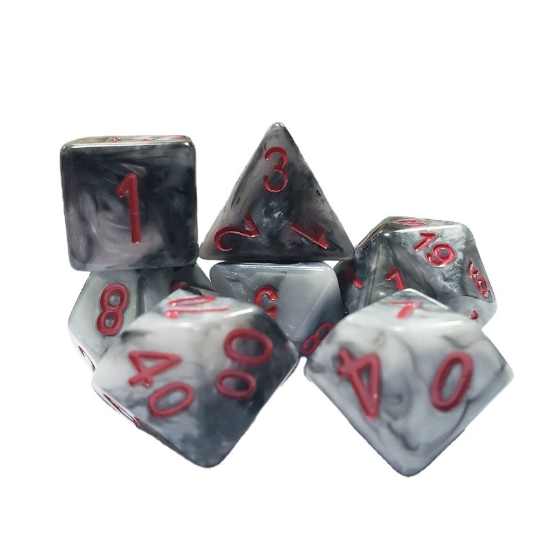 7Pcs/Set Dice Product Tabletop Roleplaying Prtg Games Polyhedral Marble Stone Dnd Resin Dice