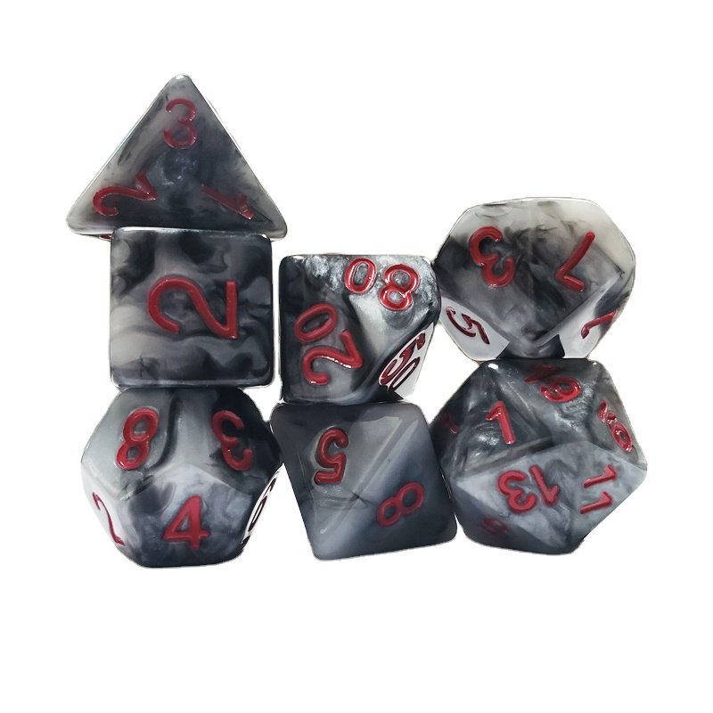 7Pcs/Set Dice Product Tabletop Roleplaying Prtg Games Polyhedral Marble Stone Dnd Resin Dice