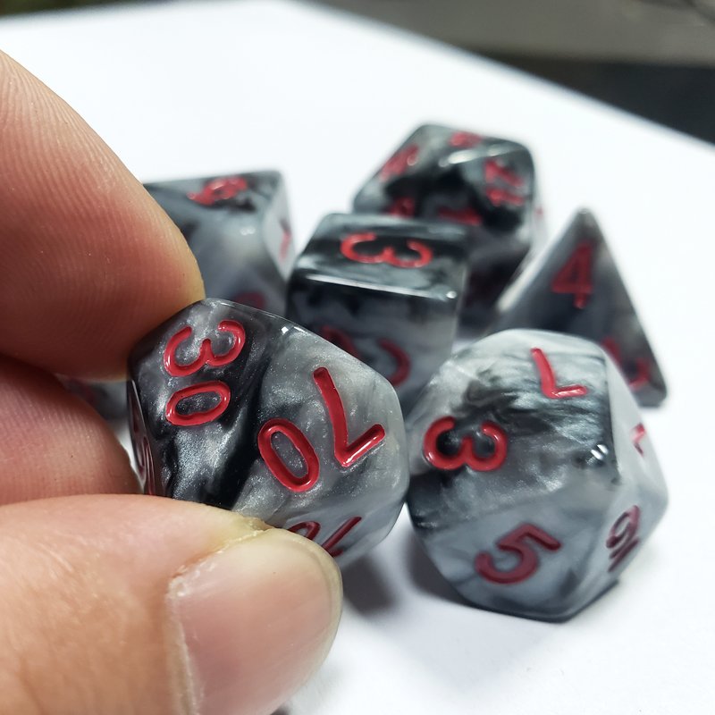 7Pcs/Set Dice Product Tabletop Roleplaying Prtg Games Polyhedral Marble Stone Dnd Resin Dice